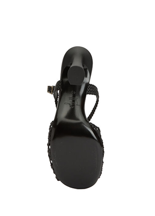 Siyah Örgülü Kadın Sandalet - Görsel 6