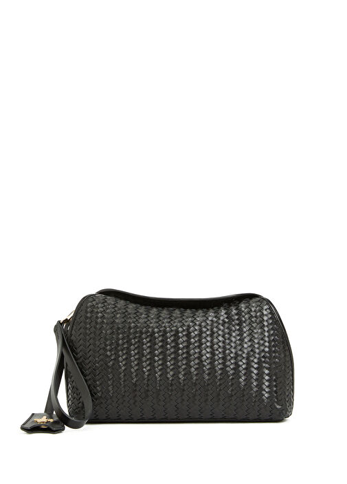 Siyah Örgü Kadın Deri El Portföyü