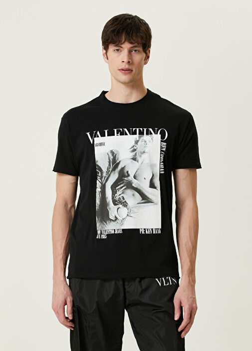 Valentino - Siyah Logo Baskılı T-shirt - Çok Renkli Siyah