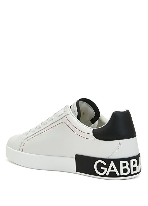 Beyaz Logolu Erkek Deri Sneaker - Görsel 4