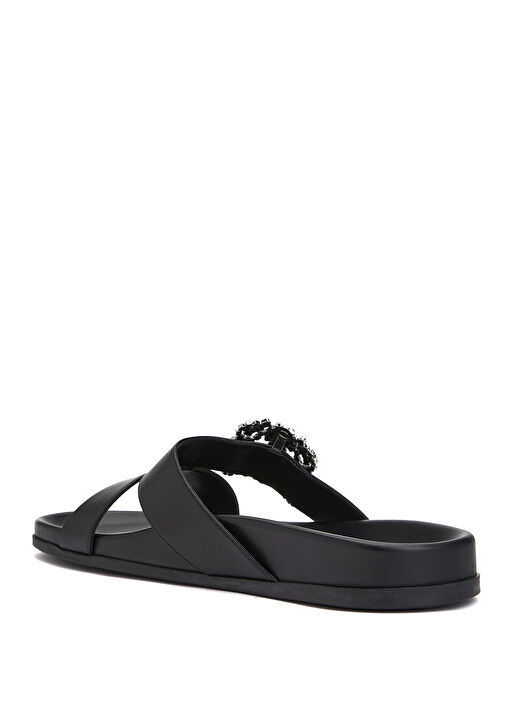 Chilanghi Siyah Toka Detaylı Kadın Deri Terlik - Görsel 4