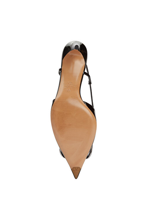 VLogo Siyah Deri Topuklu Ayakkabı - Görsel 6