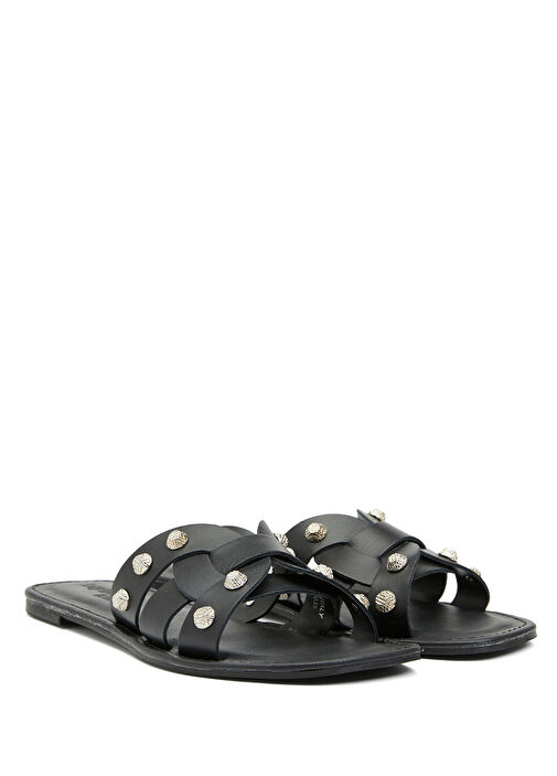 Siyah Kadın Deri Terlik - Görsel 3