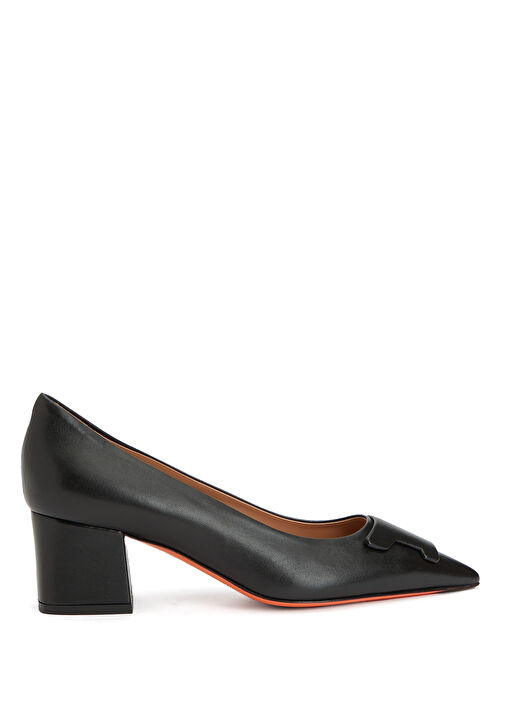 Siyah Deri Topuklu Ayakkabı - Görsel 2