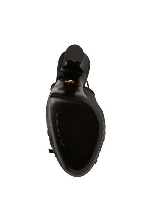 Saten Siyah Topuklu Ayakkabı - Görsel 6