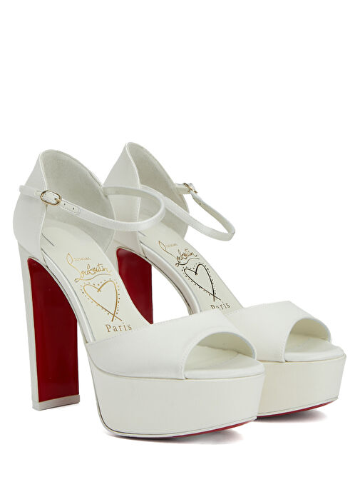 Kırık Beyaz Kadın İpek Sandalet - Görsel 3