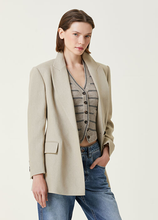 ボトムスその他 Brunello Cucinelli Beige Double-Breasted Jacket With Peak Brunello Cucinelli Beige Double deals Breasted Linen