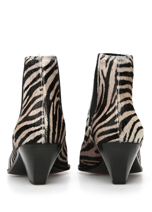 Siyah Beyaz Zebra Desenli Kadın Deri Bot - Görsel 5
