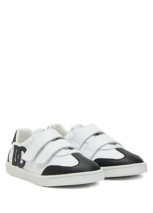 Siyah Beyaz Erkek Çocuk Deri Sneaker - Görsel 3