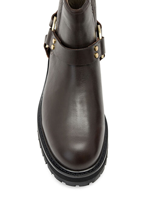 Maddie Koyu Kahverengi Kadın Deri Bot - Görsel 4