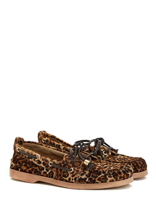 Leopar Desenli Kadın Süet Loafer - Görsel 3
