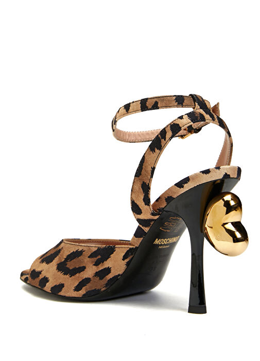 Leopar Desenli Deri Topuklu Ayakkabı - Görsel 4