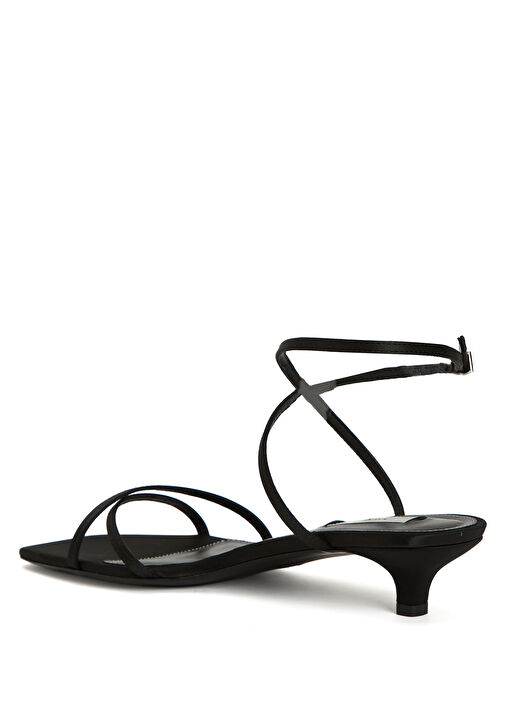 Siyah Kadın Saten Sandalet - Görsel 4