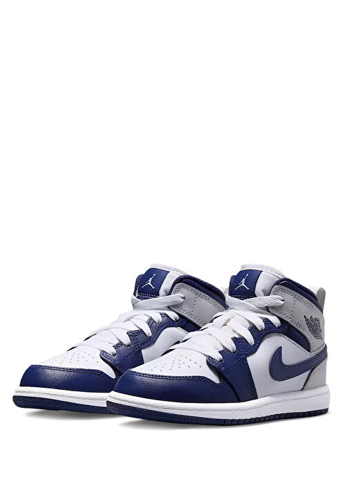 Nike - Air Jordan 1 Mid Beyaz Erkek Çocuk Deri Sneaker - Beyaz