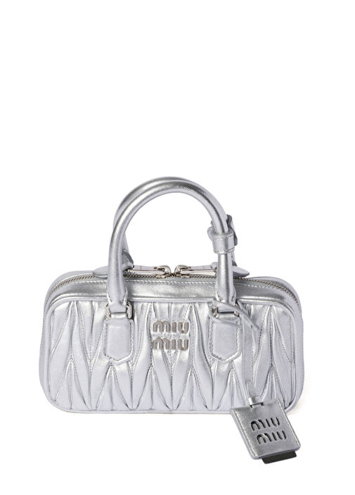 miu miu シルバー　ミニバッグ Miu Miu - Arcadie Matelassé Silver Nappa Leather Mini Women's Handbag