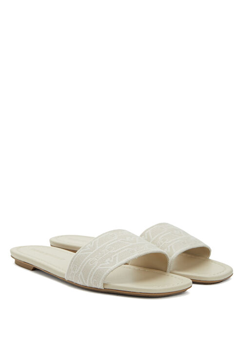 Bej Beyaz Kadın Terlik - Görsel 3