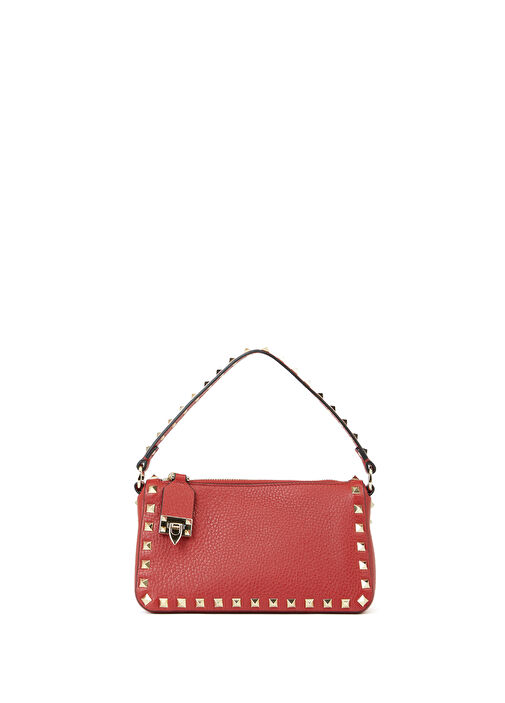 トートバッグ Valentino Garavani Structured Red Shoulder Bag With Iconic Valentino Garavani - Rockstud Red Women's Leather Shoulder Bag