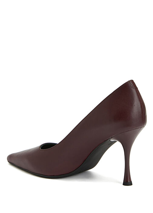 Bordo Deri Topuklu Ayakkabı - Görsel 4