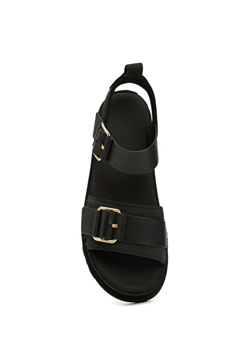 GoldenStar Siyah Kadın Deri Sandalet - Görsel 5