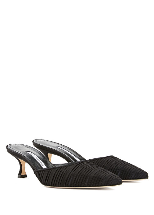 Carolynemu Siyah Kadın Saten Terlik - Görsel 3