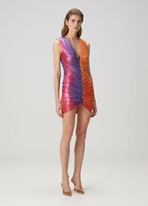 Daname - Orange Purple Gradient Mini Cocktail Dress