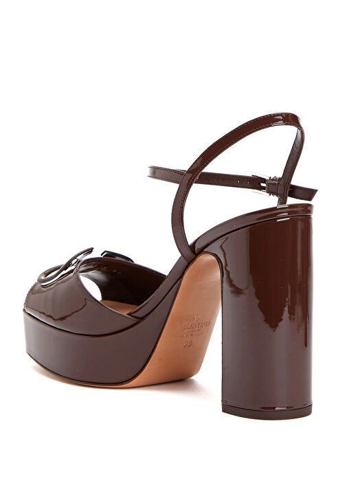 VLogo Koyu Kahverengi Kadın Deri Sandalet - Görsel 4