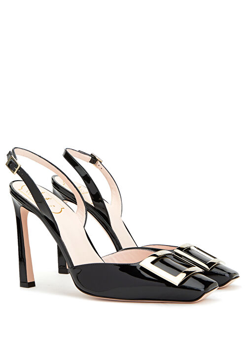 Siyah Deri Topuklu Ayakkabı - Görsel 3