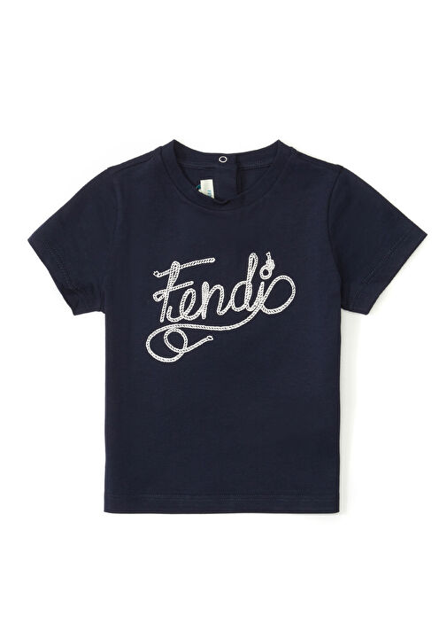 Fendi - Lacivert Logo Detaylı Erkek Bebek T-shirt - Lacivert