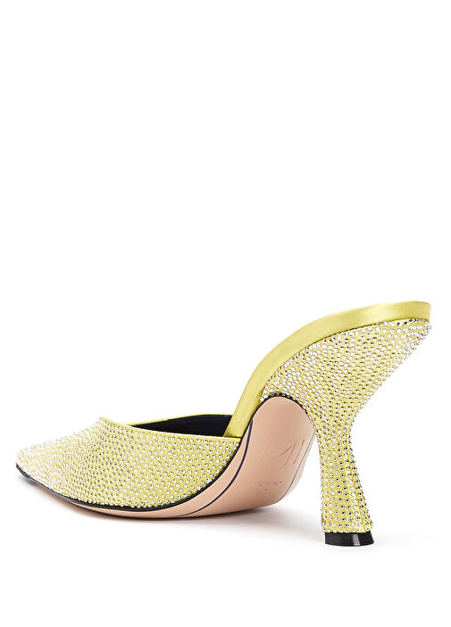 Sarı Mikro Taşlı Topuklu Ayakkabı - Görsel 4
