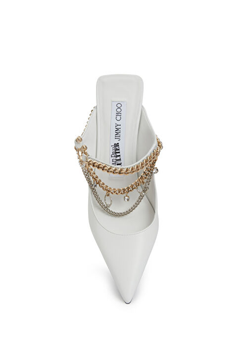 Bing Beyaz Topuklu Deri Terlik - Görsel 5