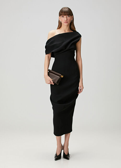 jacquemus draped midi dress JACQUEMUS Draped crepe midi dress