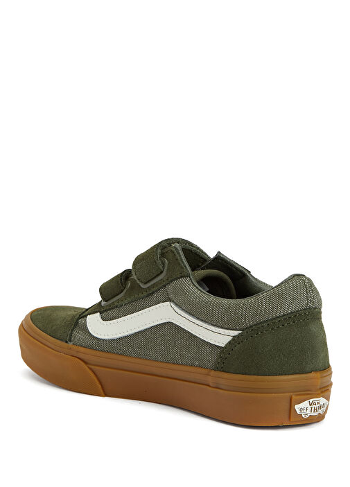Old Skool V Yeşil Çocuk Deri Sneaker - Görsel 4
