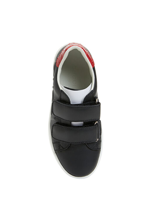 Siyah Logolu Unisex Çocuk Deri Sneaker - Görsel 5