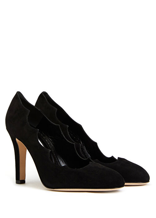 Mandembe Siyah Kesim Detaylı Süet Topuklu Ayakkabı - Görsel 3