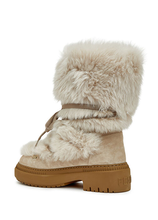 Krem Kadın Deri Kar Botu - Görsel 4
