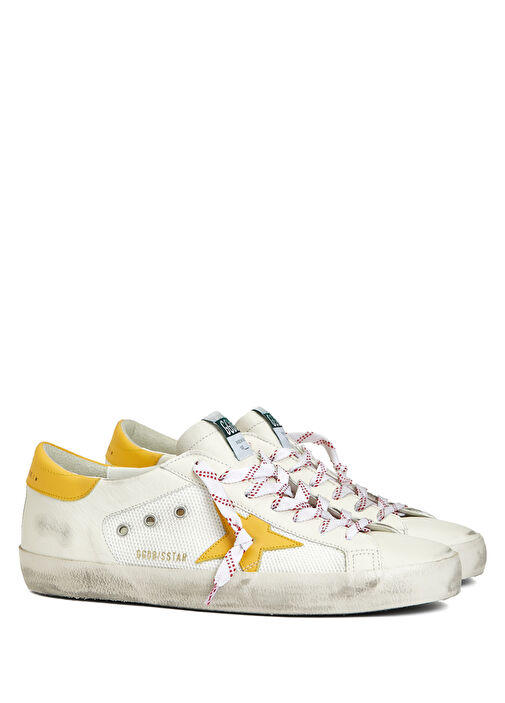 Super-Star Beyaz Sarı Erkek Deri Sneaker - Görsel 3