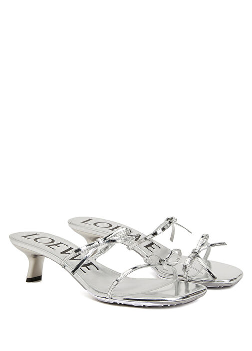Petal Silver Fiyonk Detaylı Kadın Deri Sandalet - Görsel 3