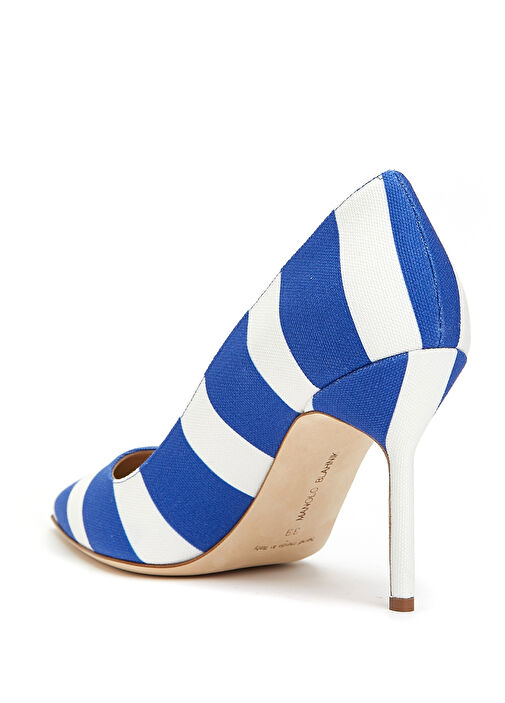 Mavi Beyaz Çizgili Stiletto - Görsel 4