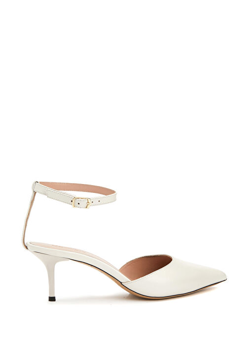 Krem Deri Topuklu Ayakkabı - Görsel 2