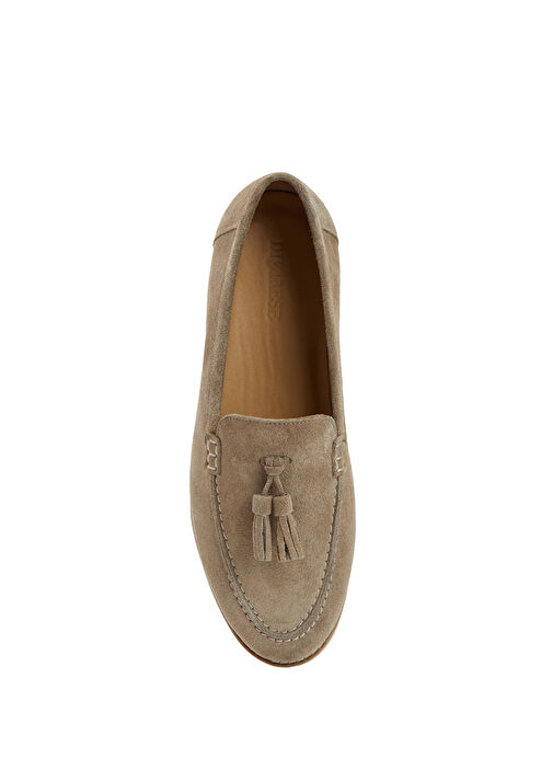 Camel Püskül Detaylı Kadın Deri Loafer - Görsel 5