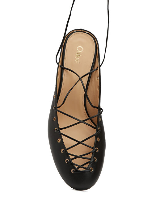 Siyah Deri Topuklu Ayakkabı - Görsel 5