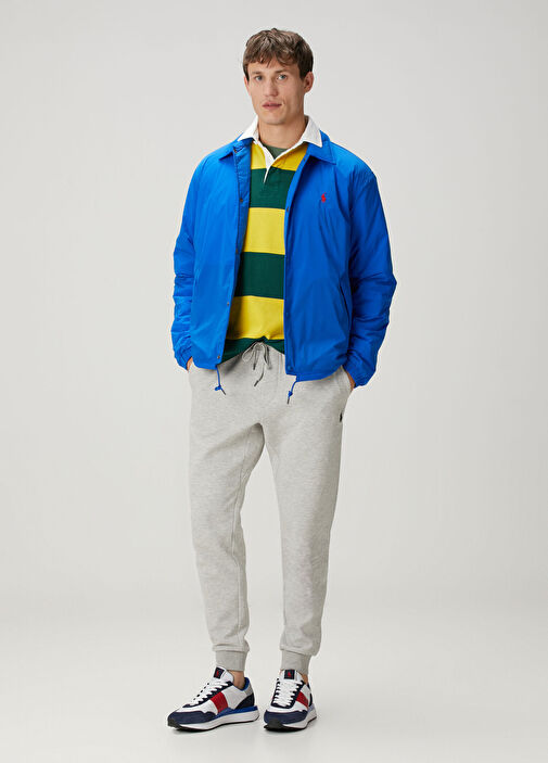 Polo Ralph Lauren - Yeşil Polo Yaka Şerit Desenli Sweatshirt - Yeşil