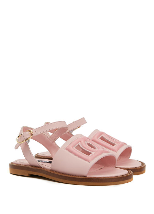 Pembe Kız Çocuk Deri Sandalet - Görsel 3