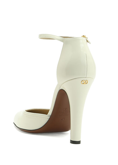Ekru Deri Topuklu Ayakkabı - Görsel 4