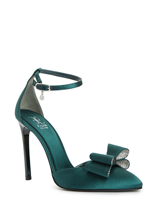 Yeşil Kadın Saten Topuklu Ayakkabı - Görsel 3