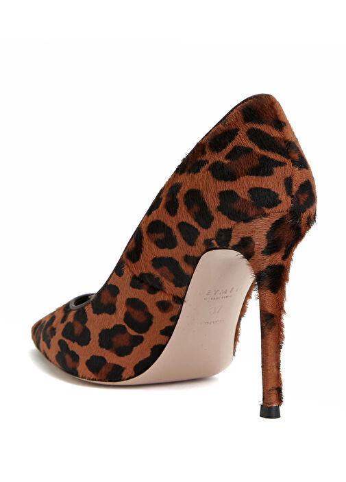 Leopar Desenli Deri Topuklu Ayakkabı - Görsel 4