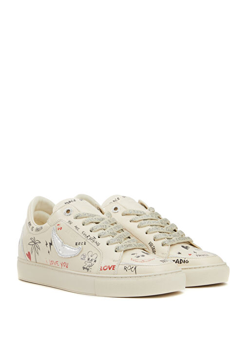 Fly On Beyaz Silver Kadın Deri Sneaker - Görsel 3