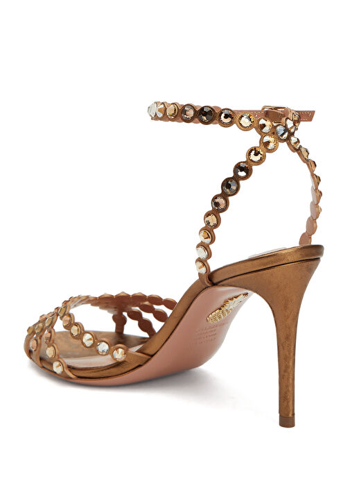 Aquazzura Aquazzura Tequila Gold Deri Topuklu Ayakkabı Sandalet & Terlik | Beymen Gold - 4. görsel