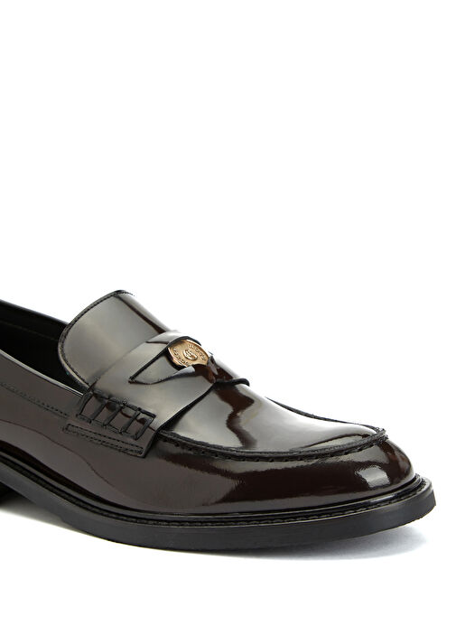 Kahverengi Kadın Tokalı Deri Loafer - Görsel 7