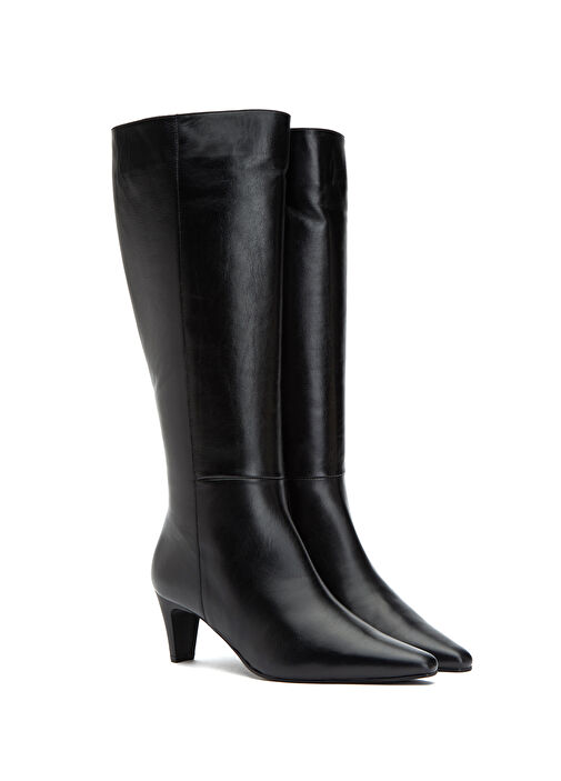 Siyah Topuklu Deri Çizme - Görsel 3